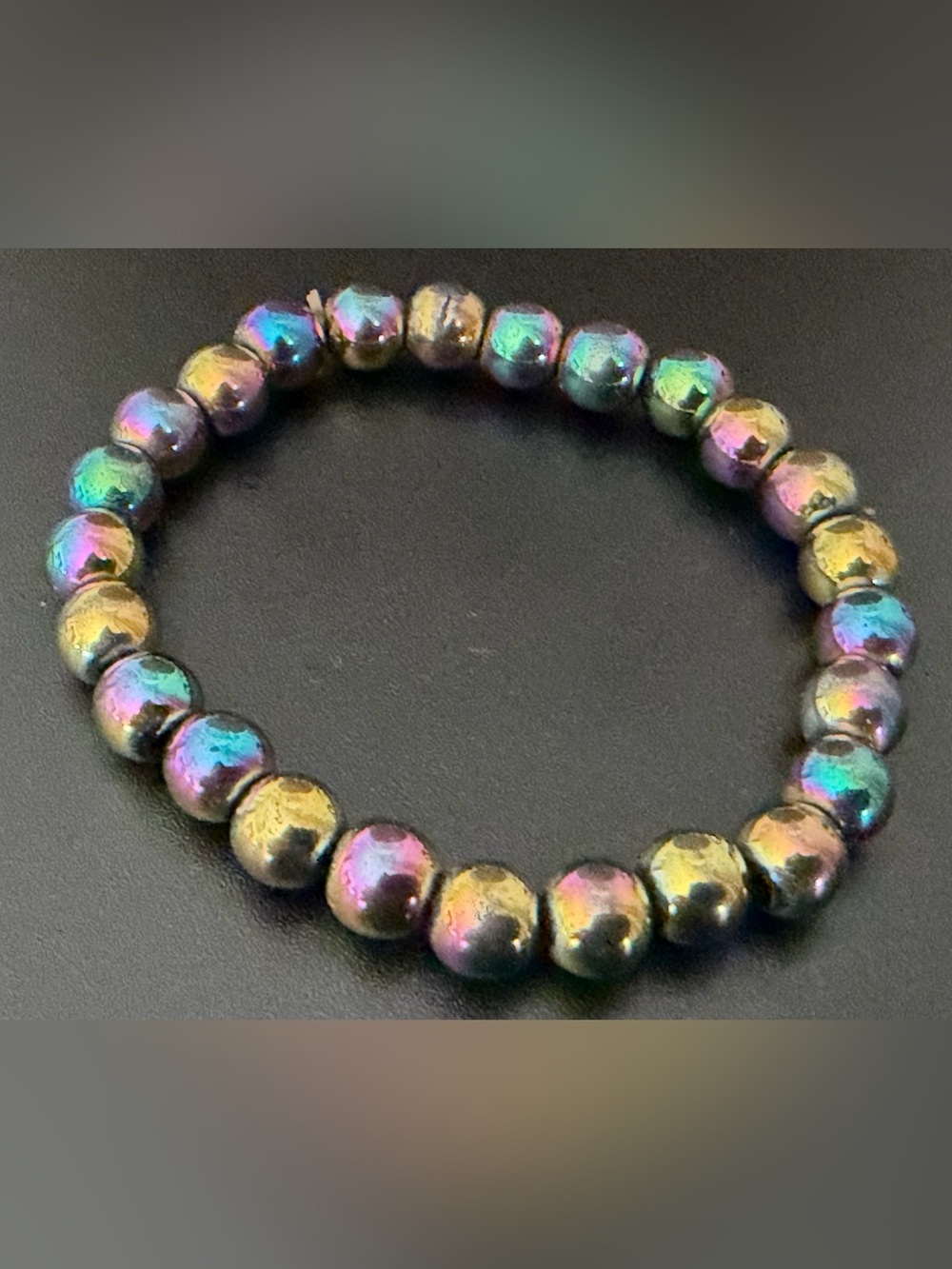 RAINBOW HEMATITE STONE STRETCH BRACELET